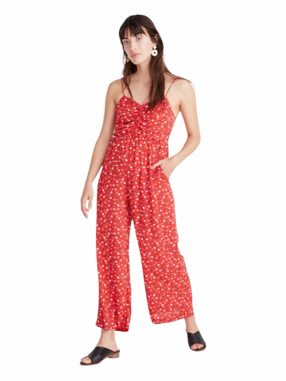 Madewell Ruched Wide Leg Jumpsut Prarie Posies Size 10